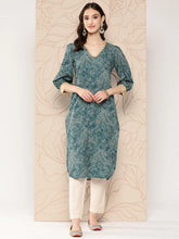 Women Floral Printed Gotta Patti Crepe Kurta-AHKUCRDP-1070